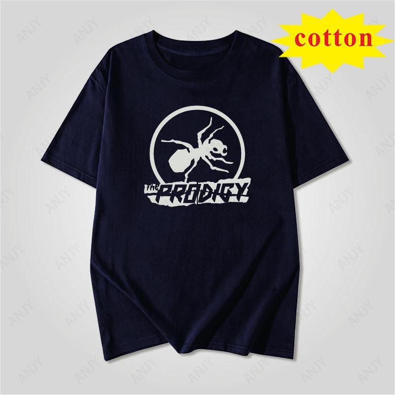 Retro Punk Band Short Sleeved Girl The Prodigy Circle Ant Black And White Printed Loose Round Neck Short Sleeved Tshirt