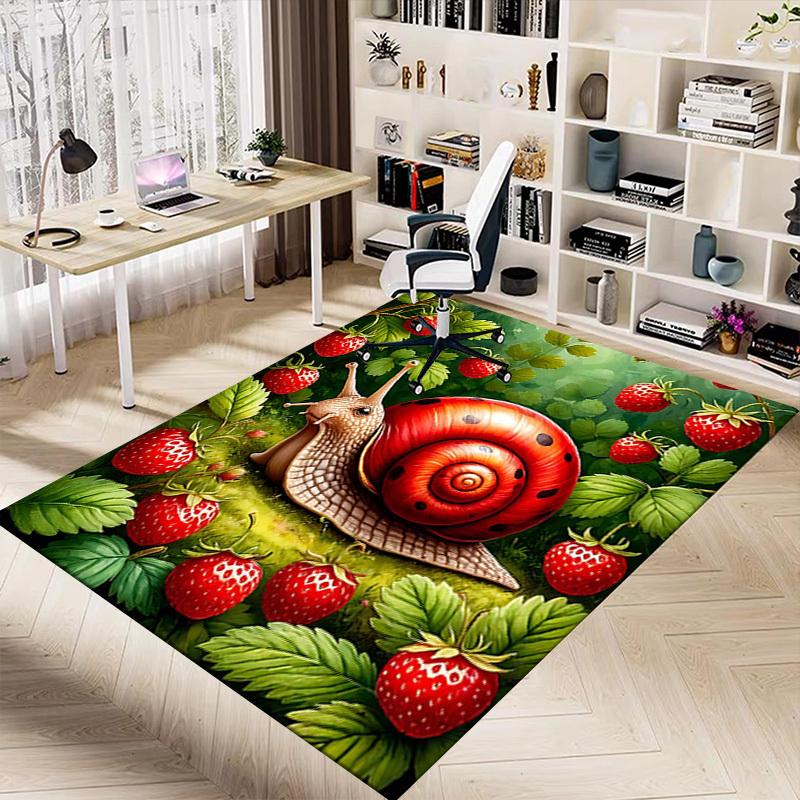 1PC Snail Strawberry Extra Large Non Slip Floor carpet, Office, family, bedroom Large Area Rug Indoor Rugs, Vibrant Colors