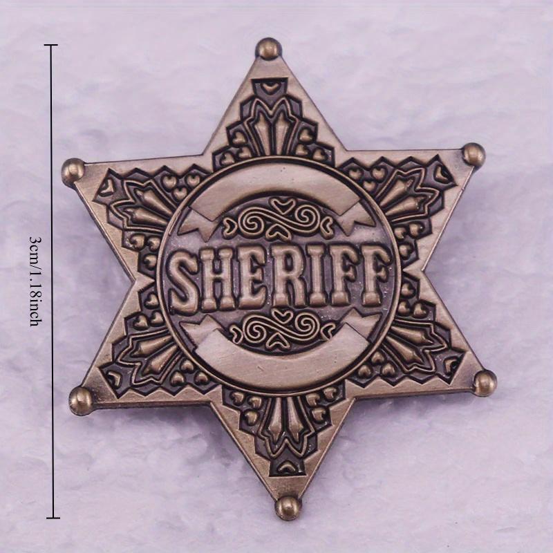 Western Hexagon Badge Enamel Pin Cowboy Accessory Brooch Vintage Style Jewelry