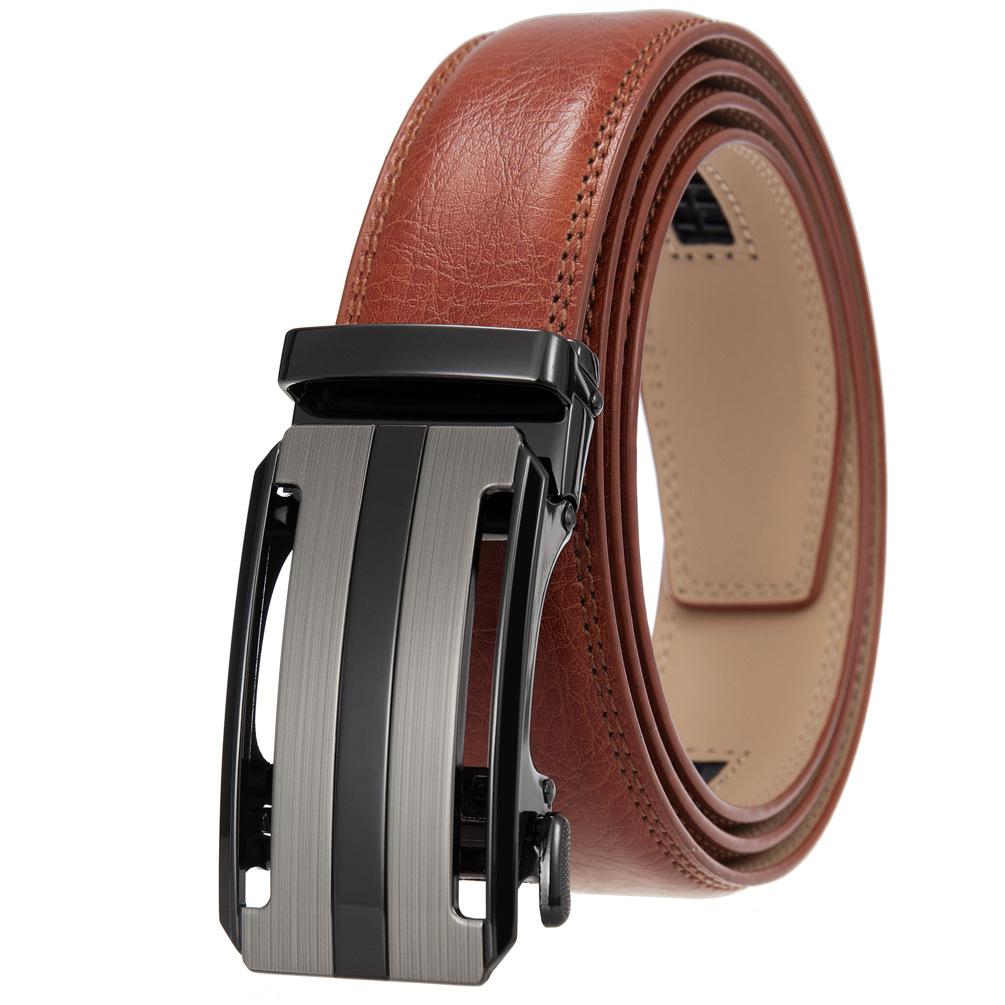 1Pcs Fashion Automatic Buckle Belt, Men'S Belt, Two-Layer Cowhide, Belt Belt Ly36-35409-1
