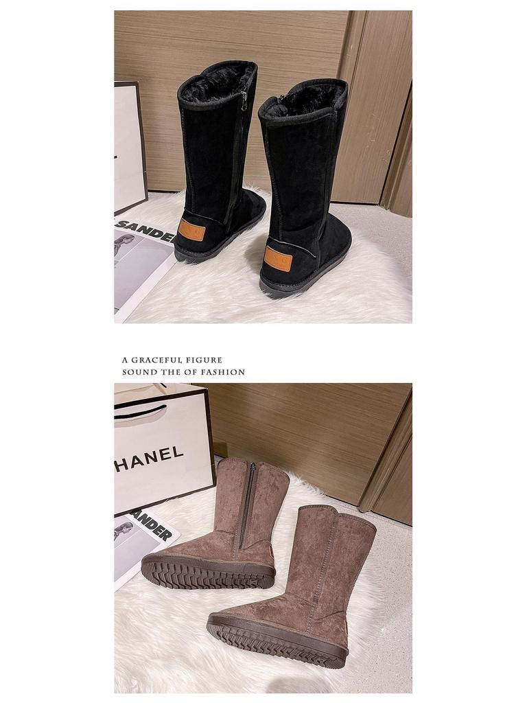 Women's 2025 Winter High-Top Snow Boots with Side Zipper, Plus Velvet, Thick Insulation, and Long Tube - Plus Sizes Available.