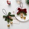 Christmas Ornament Velvet Bow Pinecone Pine Branch Hanging Pendant Xmas Tree Decor Vintage Metal Bells Home Party Decor