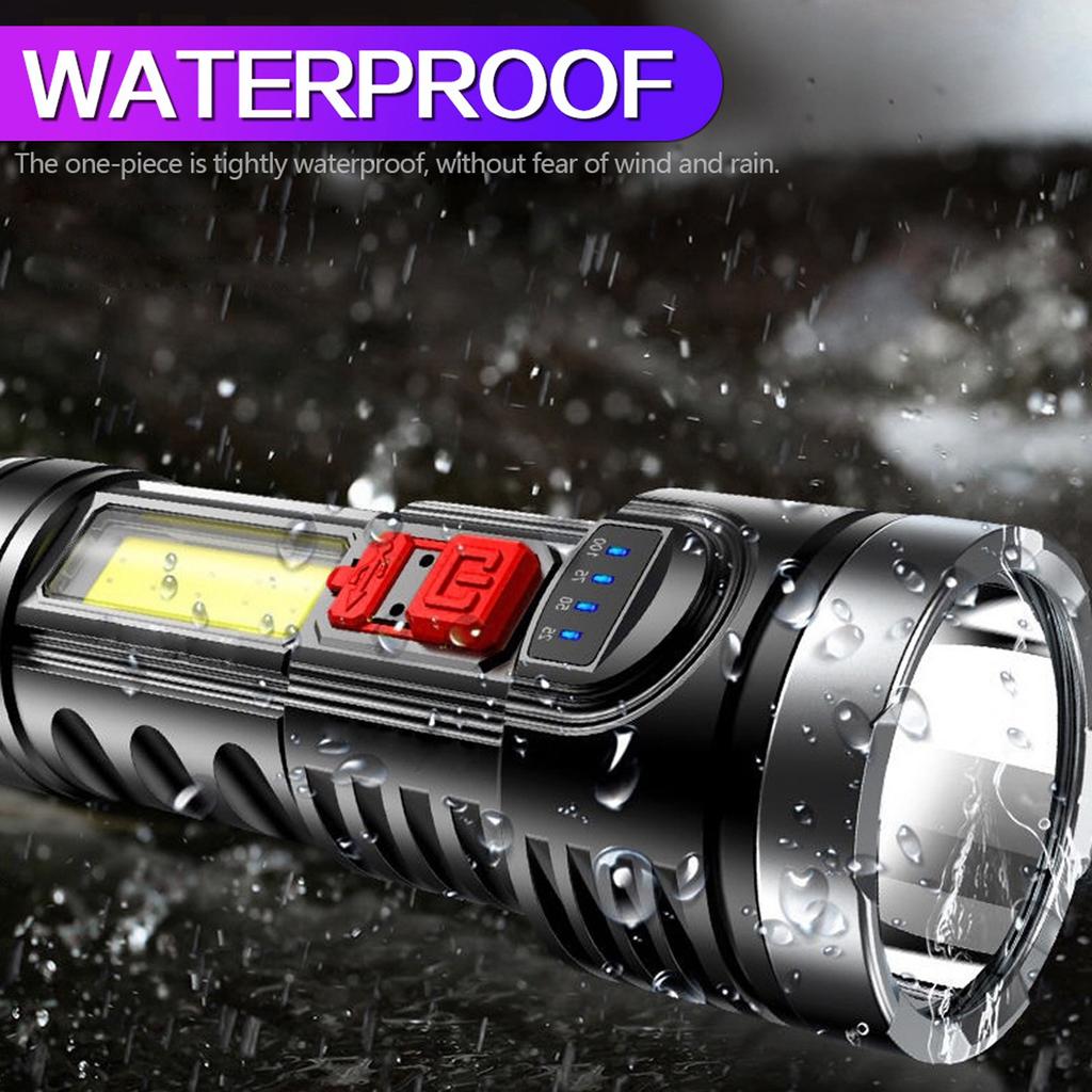 USB Rechargeable Flashlight 500LM Waterproof COB Lampwick Portable Handheld Flashlight for Outdoor Camping Hiking Fishing