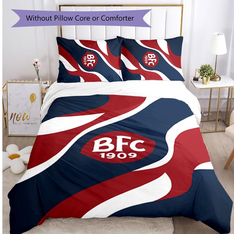 Bologna FC Printed 3PCS Bedding Set Breathable Duvet Cover with Pillowcases Decorative Bed Linen for Bedroom Home