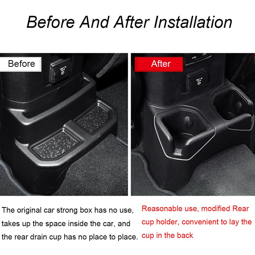 Car Rear Seat Water Cup Holder, Black For Jeep Wrangler JL JT 2018+  Accessories
