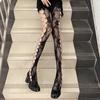 Black Rose Retro Fishnet Stockings: Women's Sexy Grid Hollow Pantyhose
