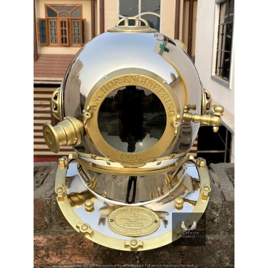 Anchor Diving Helmet Vintage Divers Helmet Deep Sea US Navy Mark IV 18 Inch Solid Steel And Brass Replica Gift