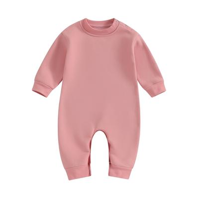 Toddler Baby Sweatshirt Romper Solid Color Fleece Long Sleeve Jumpsuit for Newborn Cute Clothes