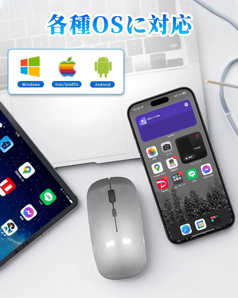 [2025 New Upgrade] Mucuru Wireless Mouse, Bluetooth 5.4, Quiet, Slim, Type-C, Rechargeable, 2.4GHz, 3-Level DPI Switching, Energy-Saving, Instant