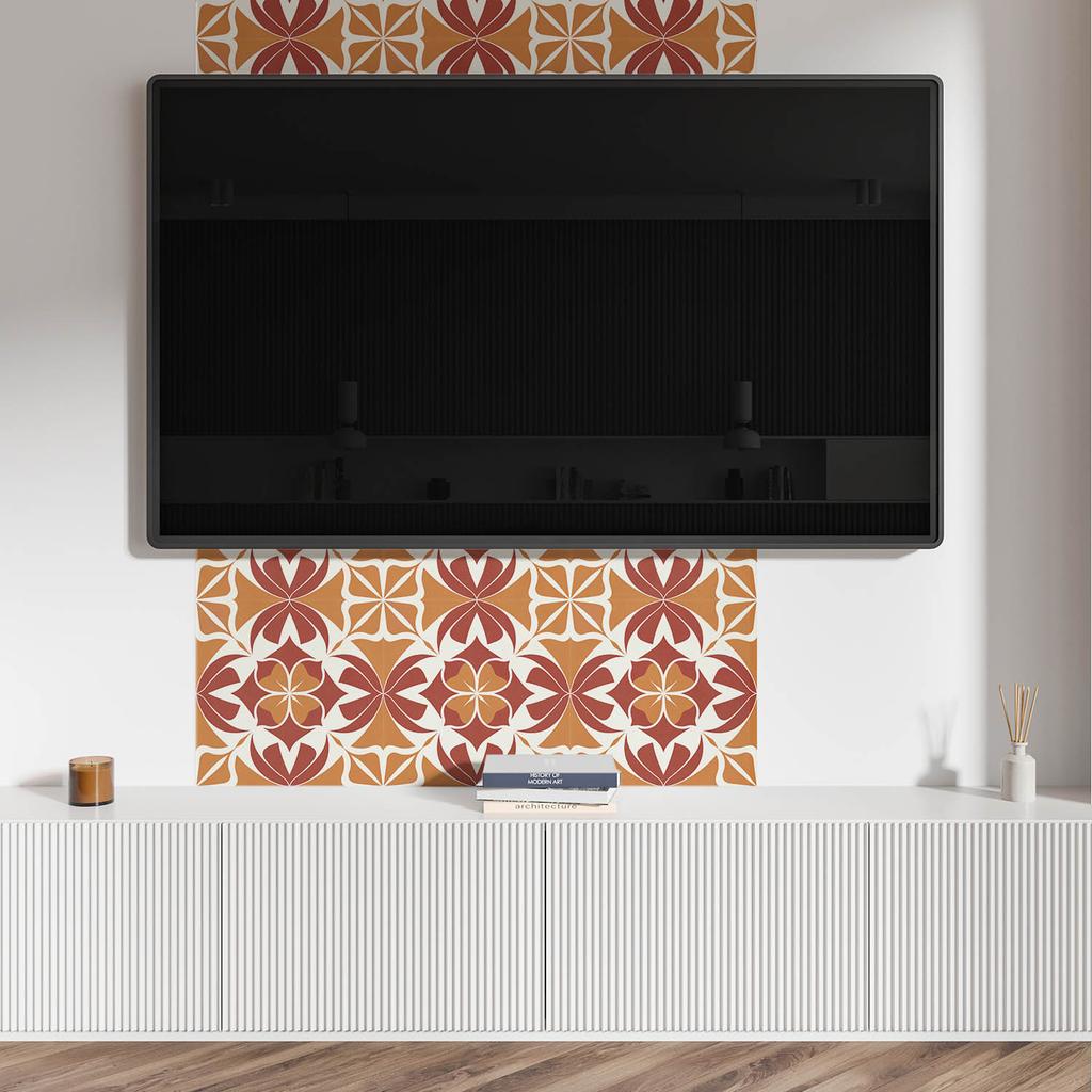 Komplet Kafelków Winylowych Z Dekorem Do Kuchni Lub Łazienki Symetryczny Wzór Roślinny 9X30X30 Cm