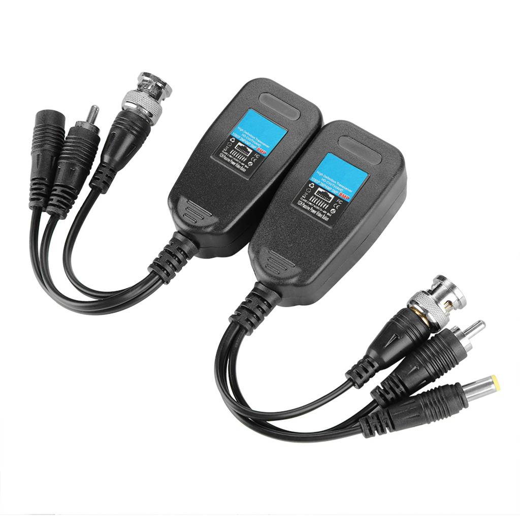 2Pcs HD CVI TVI AHD Passive Power Video Audio Balun Transceiver