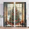 Set Of 2 Christmas Tree Curtains Polyester Bedroom Living Room Office Decor Curtain Light Filtering With Rod Pocket Machine Washable Ideal For Great
