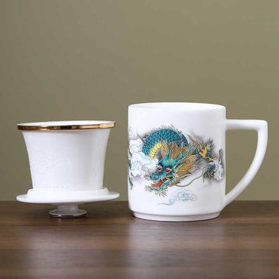 400ml Tea Cup Ceramic Household Filter Tea Separation Mug with Lid Office Tea Infuser Cup Chinese Style Cup Delicate Cup