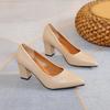 2024 Fashion Women's Single Shoes Pointed Toe Spring and Autumn Women's Comfortable Outerwear Slip-on Thick Heel Women's Shoes
