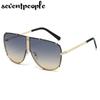 Oversized Pilot Shield Sunglasses Women  Luxury Brand Vintage Steampunk Metal Oval Sun Glasses Fashion Goggle Shades UV400