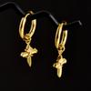 Golden Exquisite Sword Cross Star Hoops Earring Fashion Natural Shell Stainless Steel Earrings For Women Men Accessories Jewelry
