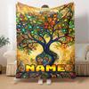 Colorful Tree Of Life Home Customize Your Name Blankets Soft Comfortable Lightweight Allseason Multiuse Blanket For Couch Office Bed Living Room