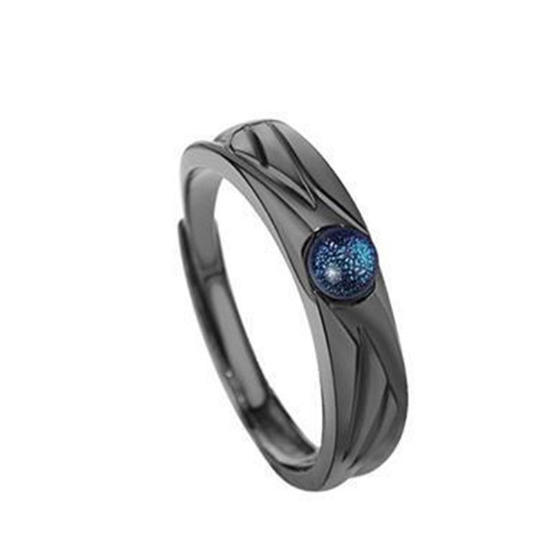 Fashion Retro Coloured Glaze Moonstone Couple Ring Angel and Demon Black White Couple Ring Adjustable Ring Jewelry Gift