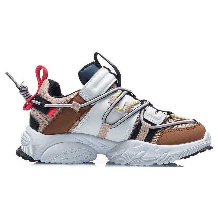 Li Ning Pangu Youth Low Top Sports Shoes Kids Sneakers Apricot White Brown YKCQ194-5