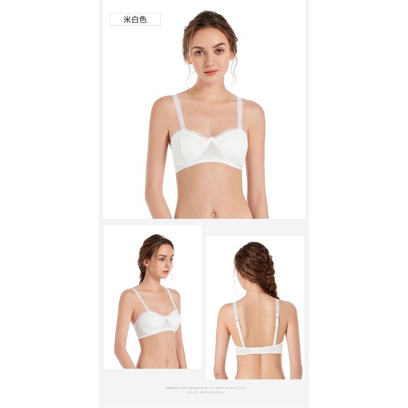 Thin Lace Hook Lace Strap Bra No Underwire Small Chest Held Back Double Row Buckle Solid Color Sexy Underwear Multi-color