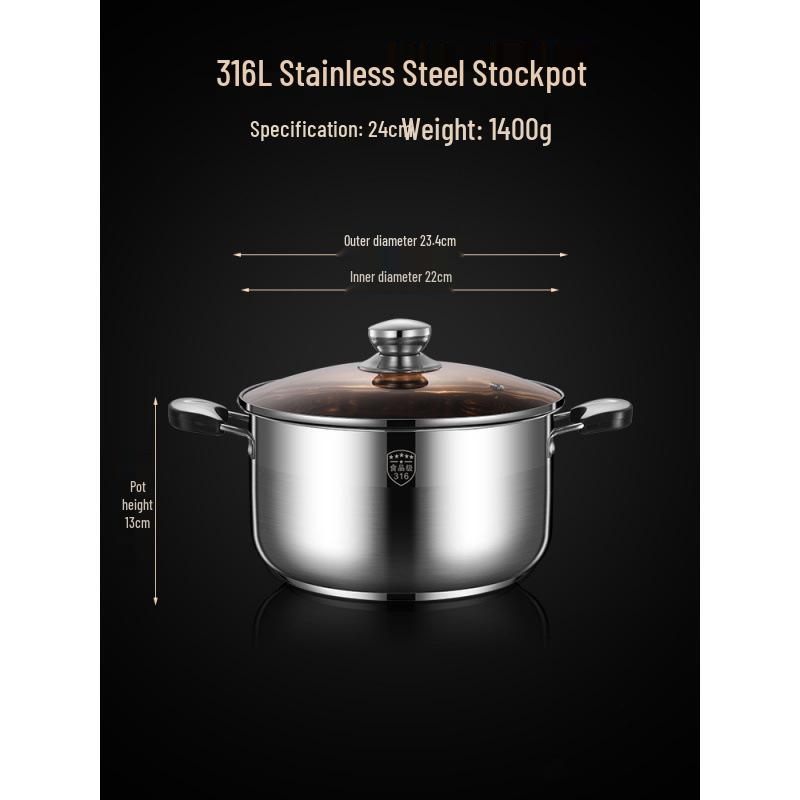 2025 Three-Layer 316 Stainless Steel Steamer & Soup Pot for Induction & Gas Stoves