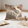 Cartoon Easter Pillow Cover 2D Flat Animal Print Bunny Cushion Cover Wear-resistant Comfortable Pillow Towel Living Room