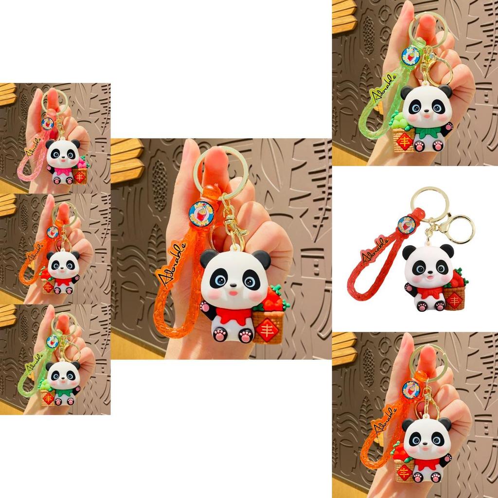 Adorable Cartoon Harvest Panda Keychain Plush Bag Charm Car Ornament Gift