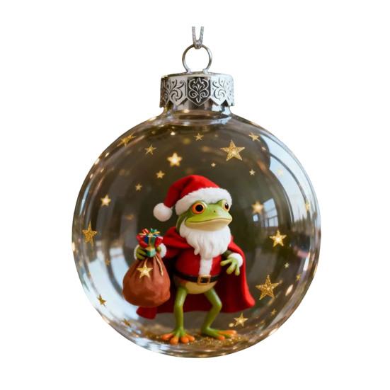 

Рождественская лягушка, плоская акриловая подвеска 2D, украшение на елку с дикими животными, праздничное украшение комнаты, значимые подарки для детей K