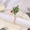6Pcs Simple Napkin Holder Artificial Green Leaf Napkin Rings for Parties Dinner Wedding Banquets Table Decoration