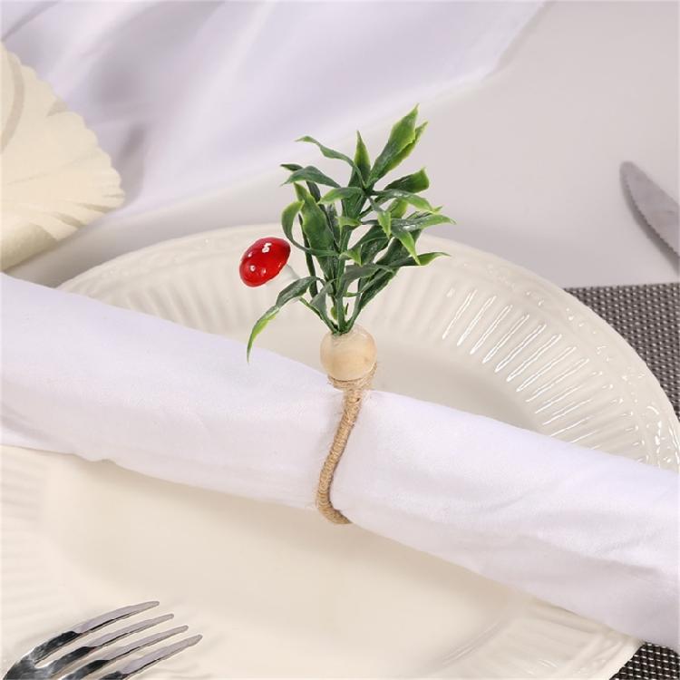 6Pcs Simple Napkin Holder Artificial Green Leaf Napkin Rings for Parties Dinner Wedding Banquets Table Decoration