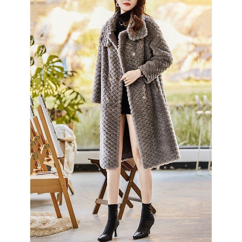 Autumn and winter new imitation fur coat women's medium and long plush loose thickened furry simple Internet celebrity coat