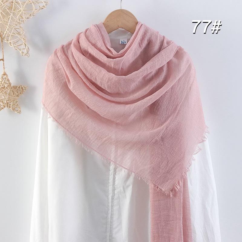 Sciarpa da donna in cotone lino seta - Per tutte le stagioni, colore unito, versatile foulard per testa e parasole