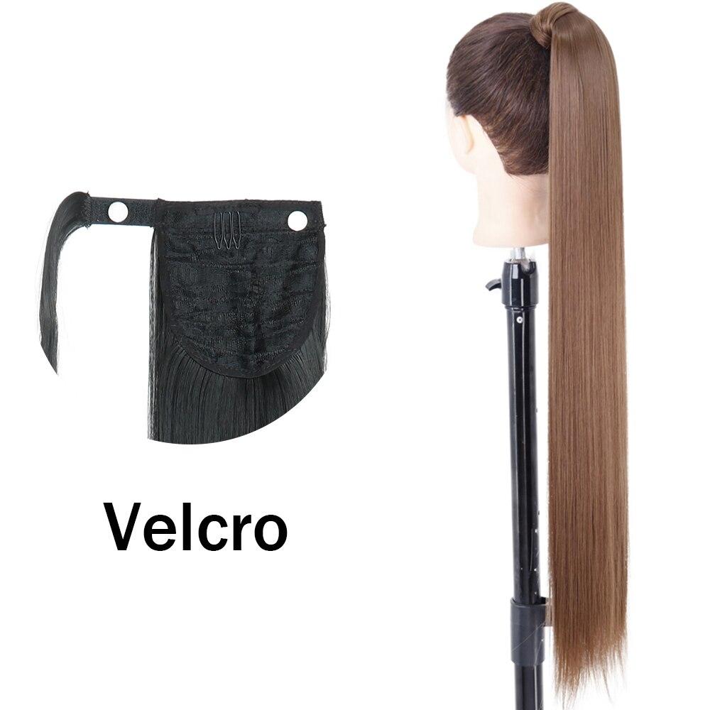 XINRAN Peluca de Cola de Caballo Recta Super Larga para Mujer Colorida Lazo Velcro Extensiones de Cabello Sintético Resistente al Calor Cola de Caballo