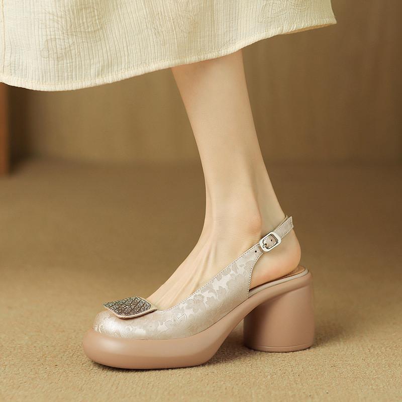 Summer Fashion Thick Heel Sandals For Women With Round Toe And Rubber Sole
