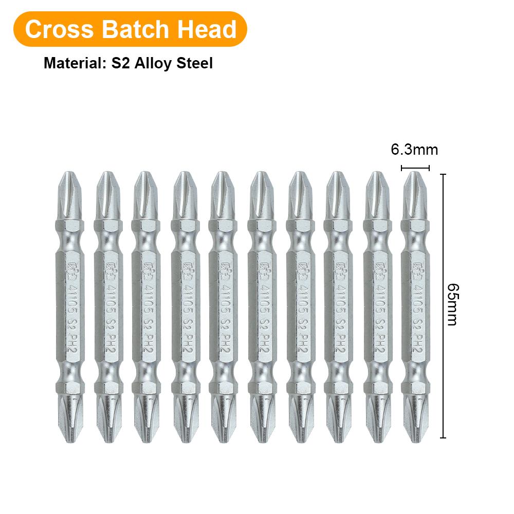 

BESTIR 10pcs Screwdriver Bit Set 65-200mm 1/4 Shank S2 Alloy Double Ended PH1 PH2 PH3 Strong Magnetic Cross Phillips Batch Head