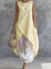 New Solid Color Sleeveless Loose Pocket Midi Dress Set