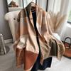 Korean Version Of Bird Grid Geometric Shape Splicing Flower Fashion Versatile Commuting Imitation Cashmere Warm Women'S Scarf
