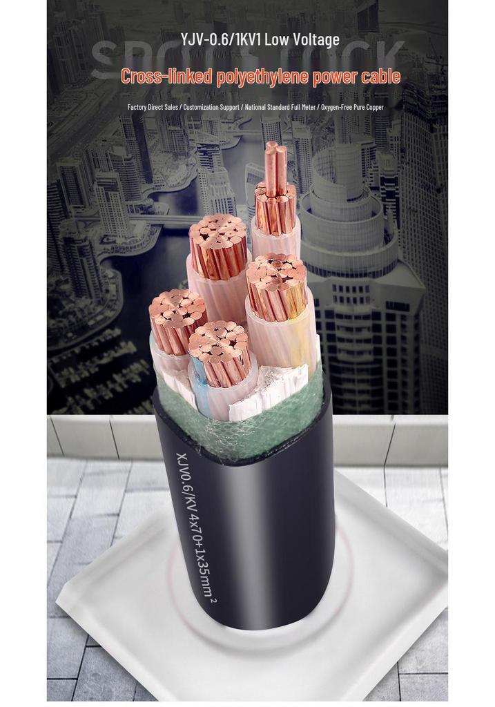 Guangzhou Zhujiang Flame Retardant YJV Copper Core Cable: 10-35 Sq WDZ-YJY, 3/4/5 Core National Standard