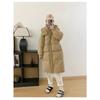 Down jacket women's medium and long knee winter new waist fashion loose thickened hooded white duck down