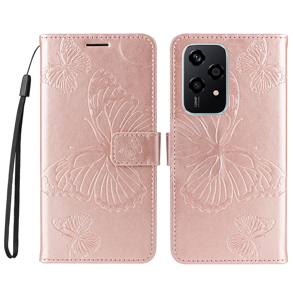 

Чехол-книжка для Honor 200 Lite, кожаный чехол для телефона с принтом «Цветочная бабочка», подставка Rose Gold