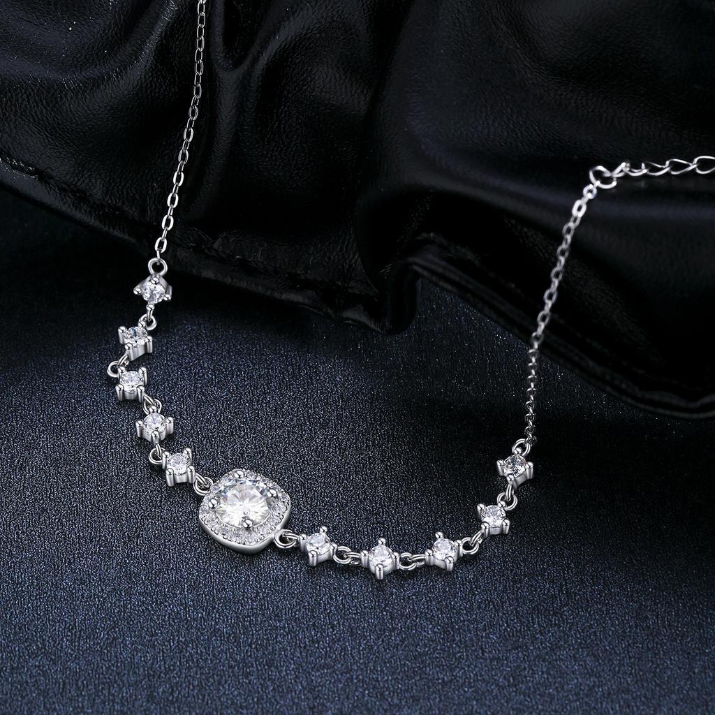MODIAN 0.8CT D Moissanite Luxury Bracelet 925 Silver Halo Bracelet For Women Bridal Wedding Statement Jewelry