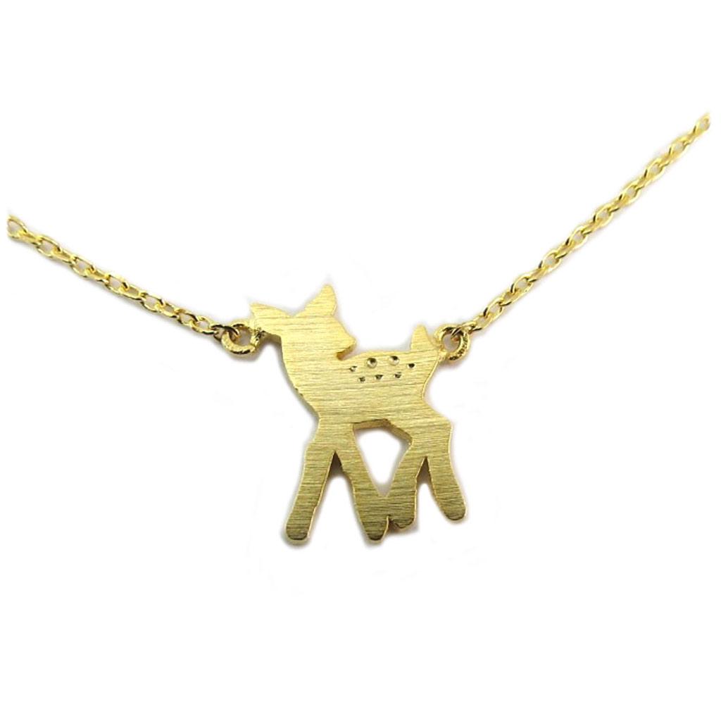 

7bis [P6944] - Колье ручной работы Бэмби золото - 14x10 мм