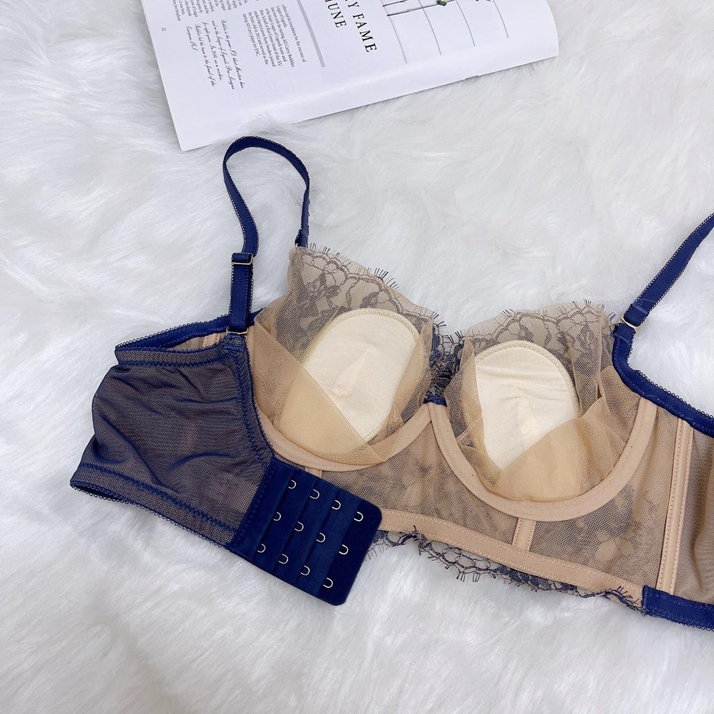 Soutien-gorge en dentelle sexy Soutien-gorge français à oreilles de lapin Couverture de soutien-gorge à armatures souples Soutien-gorge au design fin Lingerie froncée et ajustée pour femmes