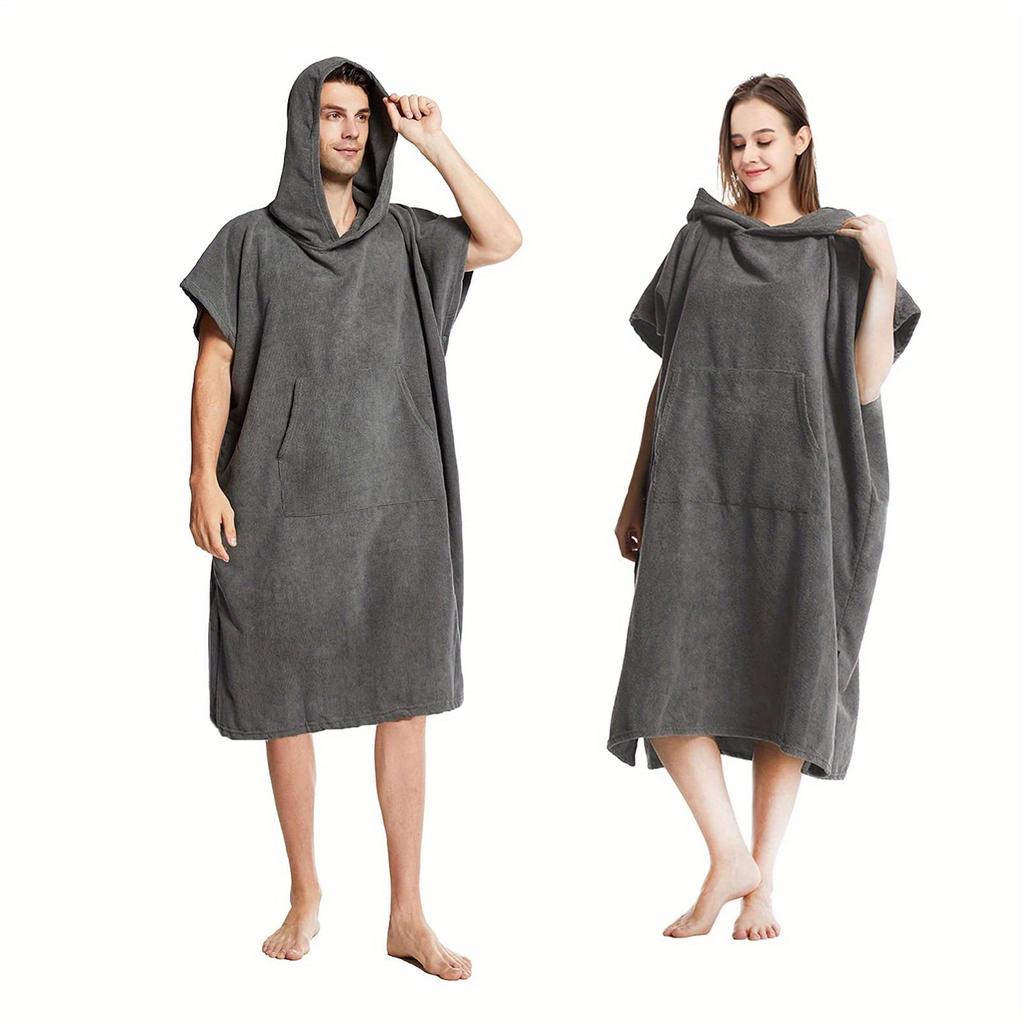 Quick Dry Hooded Towel Robe with Pocket Unisex One Size for Swimming Surfing Outdoor Sports Beach Activities