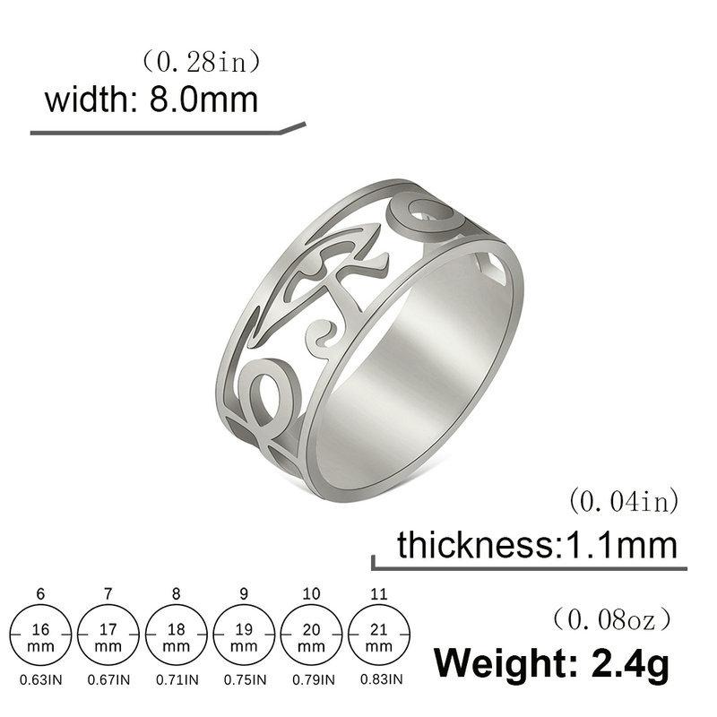 Men's Fashion Hollow Eye Design Large Size Ring Non Fading Symbol Band Statement Jewelry