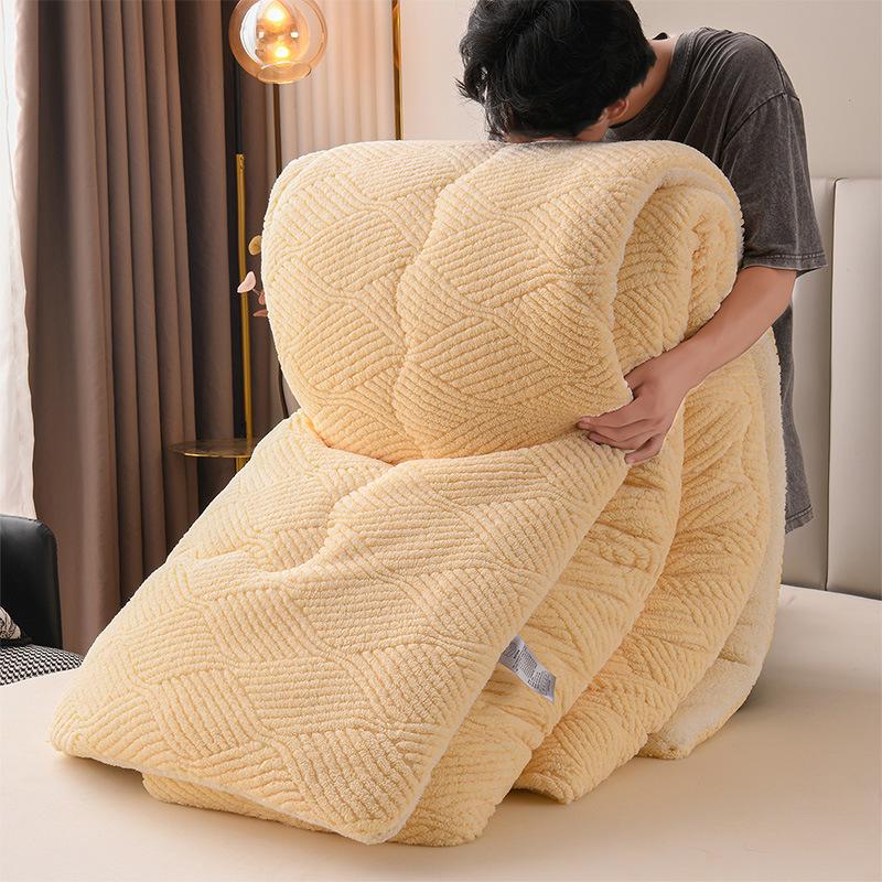2025 Nouă Plapumă Groasă Dublă din Lână - Lenjerie de Pat Caldă din Catifea Lapte pentru Toamnă/Iarnă