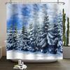 Christmas Shower Curtain Xmas Tree Winter Forest Snow Cute Snowman Bathroom Shower Curtain Waterproof Bath Curtain With Hook