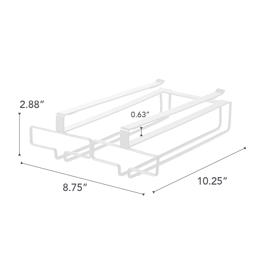 Yamazaki Double Wine Glass Hanger for Under W22 X D26 X Tower No Drilling or Screwing Kitchen Hanging 2464 (Yamazaki Industries) Cabinets, White,