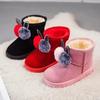 Hairball Boots Little Girls Furry Winter Boots Warm Fur  Shoes for Girl Rabbit Ears Baby Snow Boots Kids Footwear H08181