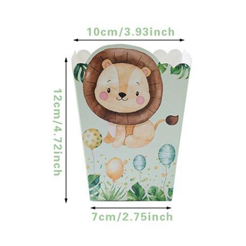 6 Stück Dschungel-Themen Popcornbox Becher Dschungel Geburtstagsparty Dekoration Kinder Junge Safari Geburtstag Hochzeitsfeier Zubehör Babyparty
